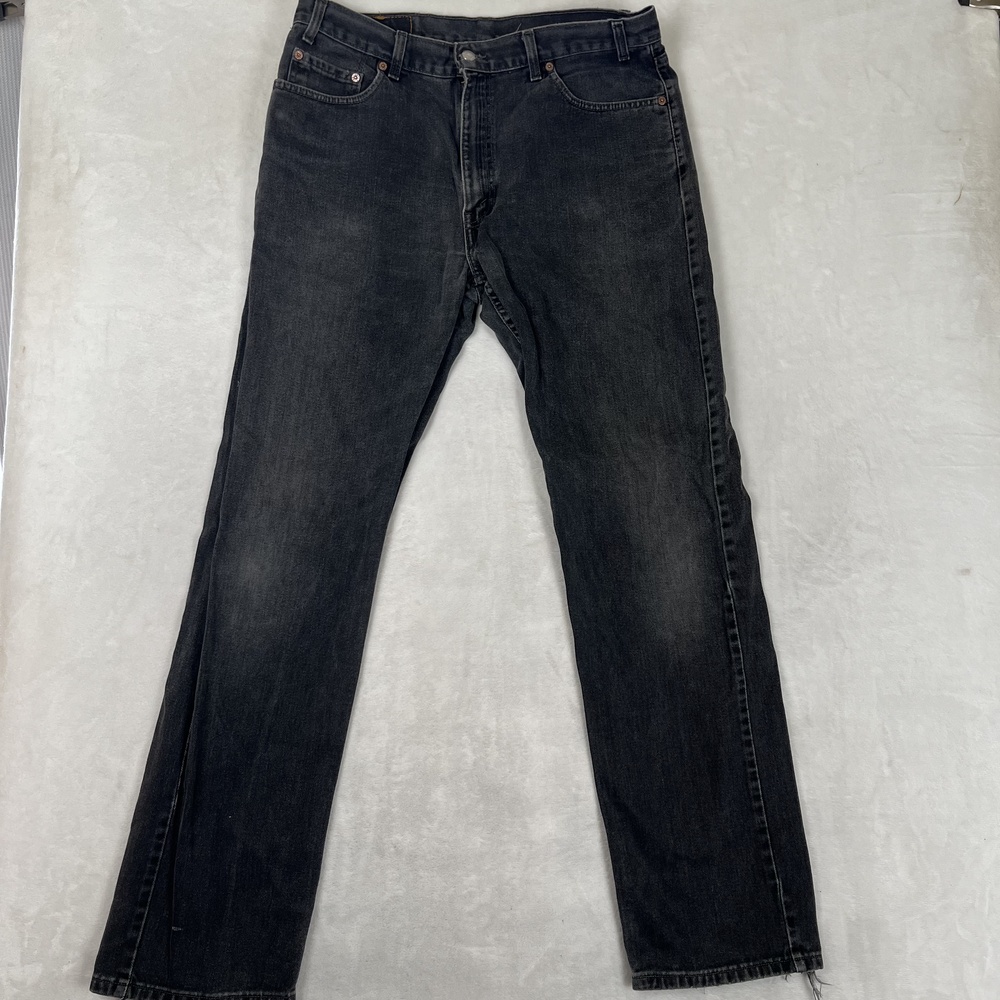 Levi's 505 Jeans Mens 36x36 Black Regular Straight Denim Charcoal Faded